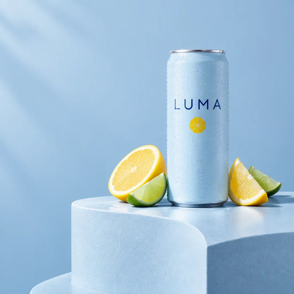 Luma sparkling water campaign with fresh citrus